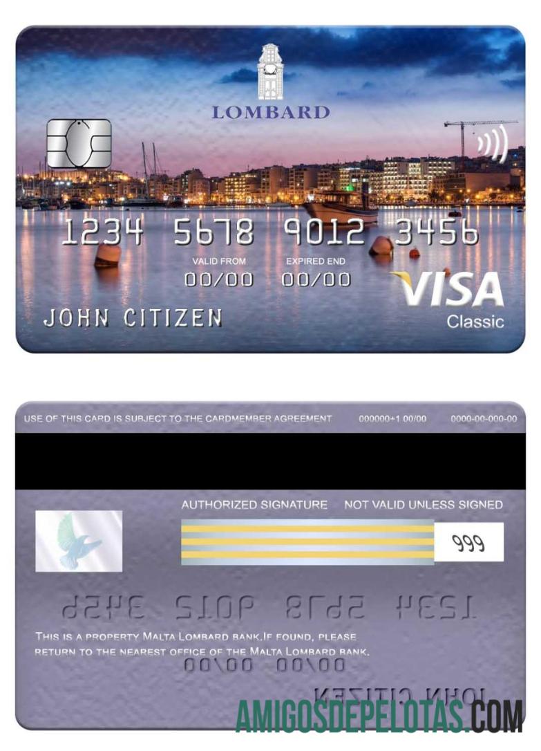 Malta Lombard Bank Visa Classic Card download for verification